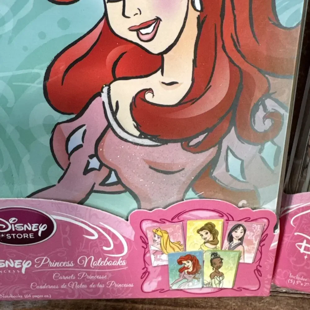 Vintage Disney Store Set Of 10 Mini Princess Journals With Glitter Accents New